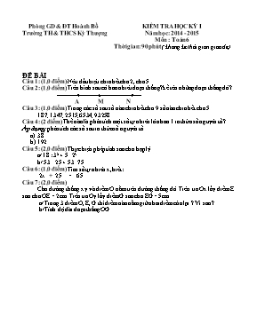 Kiểm tra học kỳ i năm học 2014 - 2015 môn Toán 6 - Trường TH và THCS Kỳ Thượng